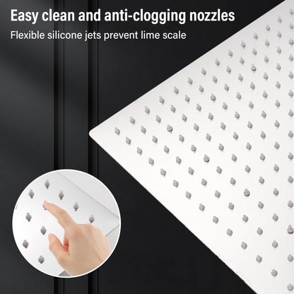 Matte Black Rain Shower Head 8/10/12 Inch Bathroom Square Shower Head and Shower Arm Wall Mounted Shower Faucet