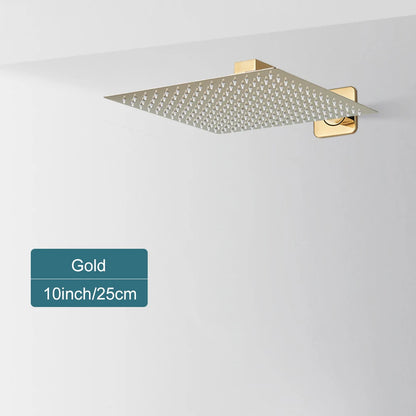 Matte Black Rain Shower Head 8/10/12 Inch Bathroom Square Shower Head and Shower Arm Wall Mounted Shower Faucet