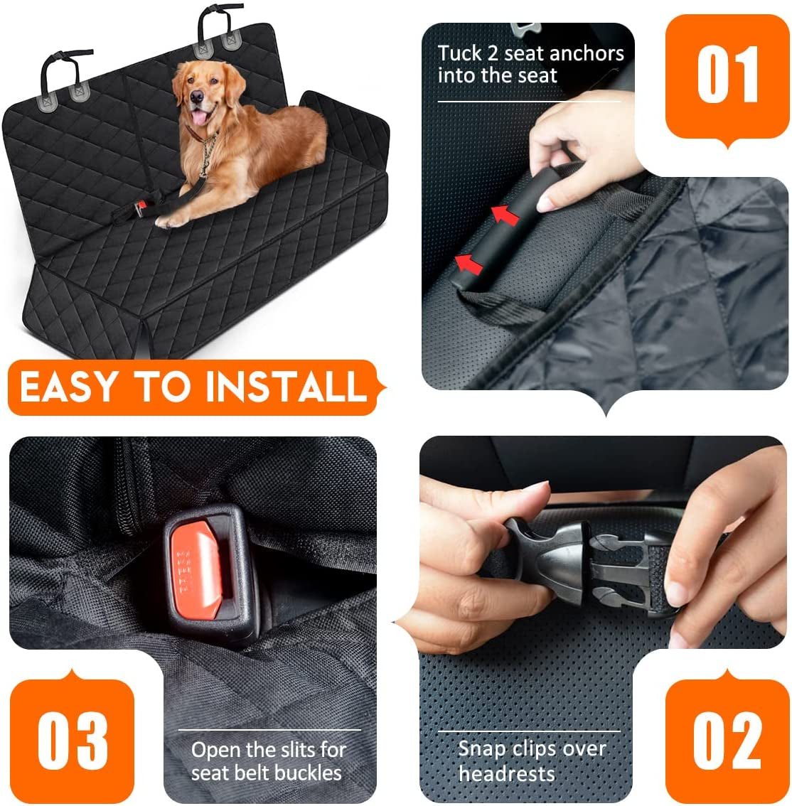 Fur-tastic Adventure Awaits: Waterproof Dog Car Seat Cover for Happy Tails & Mess-Free Rides - Black!