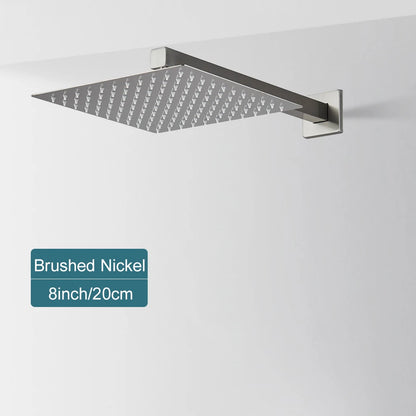 Matte Black Rain Shower Head 8/10/12 Inch Bathroom Square Shower Head and Shower Arm Wall Mounted Shower Faucet