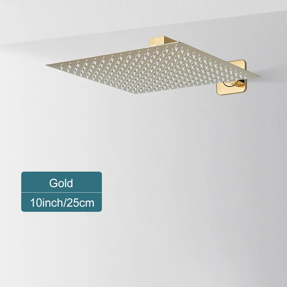 Matte Black Rain Shower Head 8/10/12 Inch Bathroom Square Shower Head and Shower Arm Wall Mounted Shower Faucet